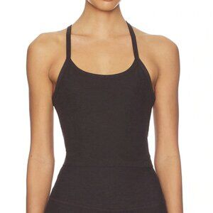 Spacedye Slim Racerback Cropped Tank Top - Dark Chocolate Heather